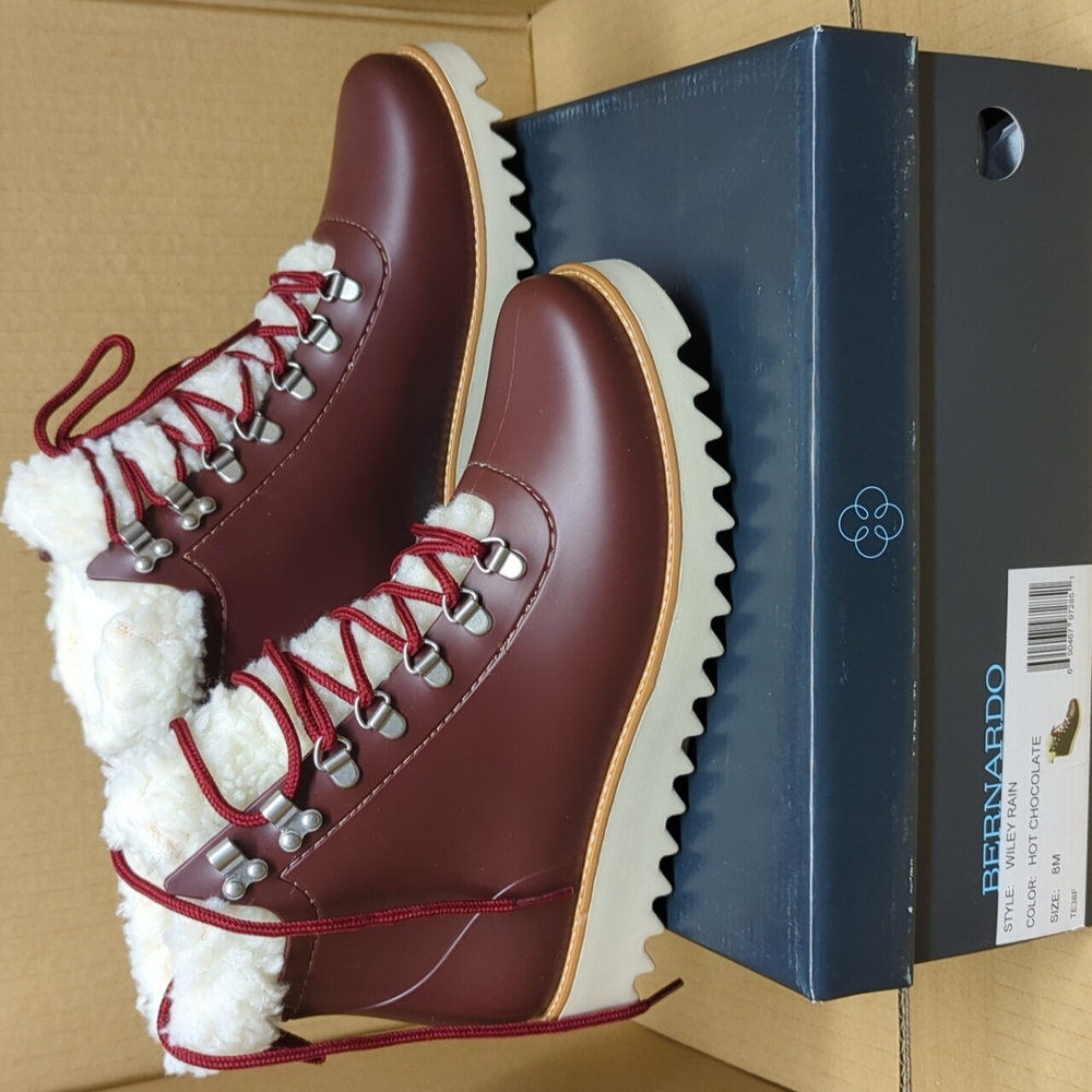 Anthropologie Bernardo Wiley rain Hit Chocolate Rain/winter Boots, Size 8 - Picture 5 of 10